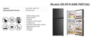 Toshiba GR-RT416WE-PMY(06) Inverter 360L Refrigerator Peti Sejuk GR-RT416WE-PMY Fridge
