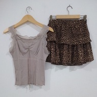 Gyaru Leopard Mini Skirt & Tanktop