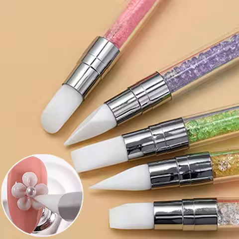 Double Head Silicone Nail Art Pen Carving Flower Sculpting Pen Adjustable Glue Stick Embossing Brush