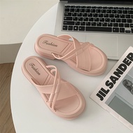 Inaso sepatu sandal wanita Sendal Wanita Karet Slop Casual Sandal Wedges Wanita Jelly Kekinian Terba