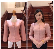 ไทยเรือนต้น เสื้อไหมลาว มี 16 สี อก34-50นิ้ว ไหมหม่อนลาว เสื้อผ้าไหมลาวผญ ไหมลาวอัดกาว เสื้อแขนกระบอ