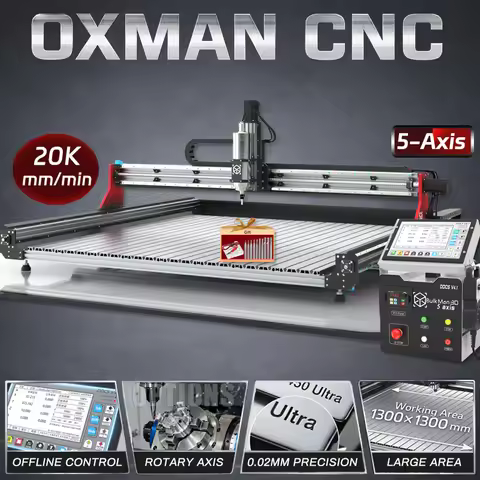 BulkMan3D OXMAN 5 Axis CNC Router Machine DDCSV4.1 Offline Controller SFU1610 Ball Screw Engraver fo