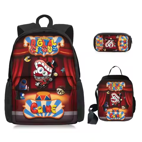 3pcs The Amazing Digital Circus Backpack The Amazing Digital Circus Pomni Jax School Bag Kids Mochil
