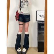 Unique Y2K style jeans shorts + stockings Set for women - Comfortable street style for going out