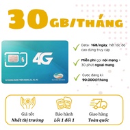 Sim Viettel 4G gói cước V90B 30Gb sử dụng mạng mỗi tháng Miễn phí nội mạng + 30p ngoại mạng cực c