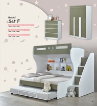 Set F Katil Kanak-kanak Katil Queen Katil Single Almari Baju Laci Simpanan