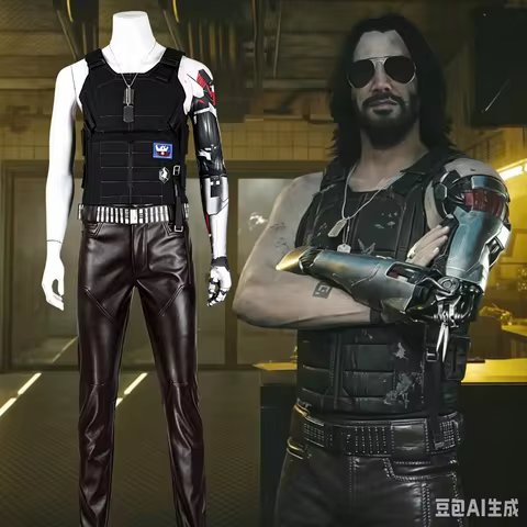 Cyberpunk Johnny Silverhand Cosplay Costume Male Roleplay Halloween Fantasia Carnival Party Outfit