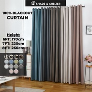 Curtain Langsir Blackout 100% Dark 6 7 8 Feet 170cm 220cm 260cm [IKEA Bengta Curtain Same Style]