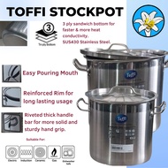 Toffi Stock Pot (Bottom Sandwich 3 ply) SUS430 Stainless Steel.