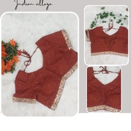 Crop top Saree/ Indian Blouse Crinkle ChiffonPURE Like & Embroidery