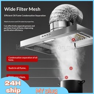 24H ship⭐ Kitchen cooker hood stainless steel Oil fume purifier kitchen exhaust fan hood LED Lamp Fa
