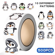 500Pcs/Roll ✿ Q Funny Penguins Series 02. Kids Rewards Stickers ✿ DIY Scrapbooks Album Decor Sealing