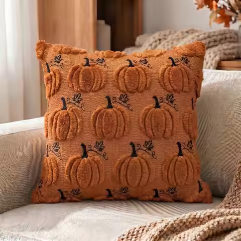 New Halloween Style Throw Pillow Cover Pumpkin Tufted Embroidered Plushie Pillow Case 45x45 40x40 Cu