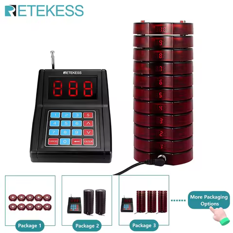 RETEKESS TD165 Restaurant Pager System Coasters Beeper Buzzer Bell Vibrator for Food Truck Bar Coffe