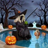 Witch Fishing Resin Statue Resin Craft Spooky Tabletop Decor for Kitchen & Dining Table Decor