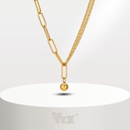 Vnox Korean Style Round Ball Necklace Kwintas with Square Chain,Stainless Steel Splicing Necklace Kw