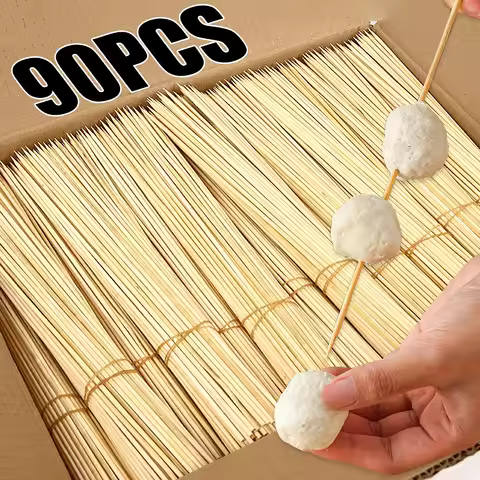 90pcs Bamboo Stick Food Grade Bamboo Skewer Sticks Disposable Natural Wood Long Stick for Barbecue F