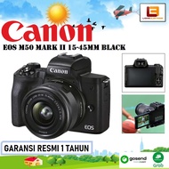 Canon EOS M50 Mark II Kit 15-45mm Kamera Mirrorless - Garansi 1 Tahun Datascrip