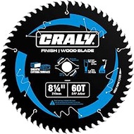 CRALY 8-1/4 Inch 60 Teeth Ultra Fine Finish Wood Cutting Circular Saw Blade, 5/8 Inch Arbor, Carbide