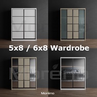 [ FREE INSTALLATION ] 5X8/6x8/BIG AMARI/OAK/WHITE/WARDOBE/SLIDING DOOR/BLACK FRAME/ANTI JUMP/BIG WAR
