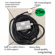 Ums (25m) 13amp double metal clad switch c/w fajar 2.5mm x3c trs cable (heavy duty extension)
