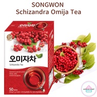 Songwon Schizandra Omija Tea 50T x 17G (850g) Korean Omija Tea Powder. Red box with red berries and