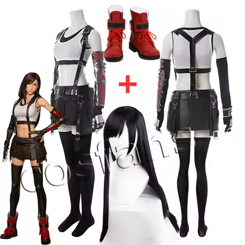 Final Fantasy VII Tifa Cosplay Tifa Lockhart Cosplay Costume Women Girl Outfit Sports Vest Skirt FF7