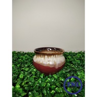 TRI-COLOUR ROUND CERAMIC FLOWER POT (6-76291)
