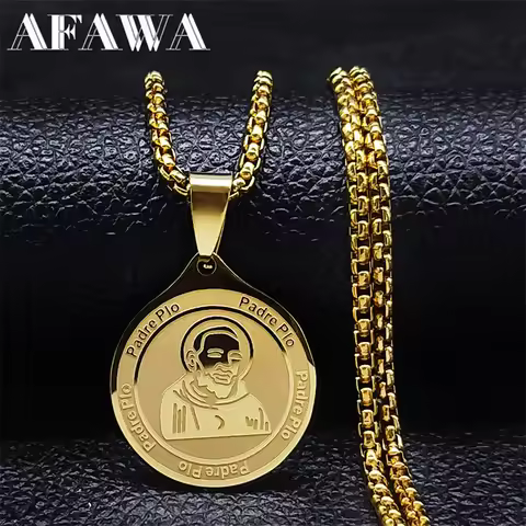 Padre Pio Necklace for Women/Men Stainless Steel Father Pio Pendants Necklaces Jewelry collier homme