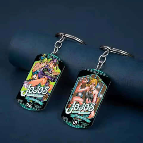 Anime JoJo's Bizarre Adventure Keychain for Fans Stone Ocean Jolyne Cujoh Cosplay Stainless Steel Ke