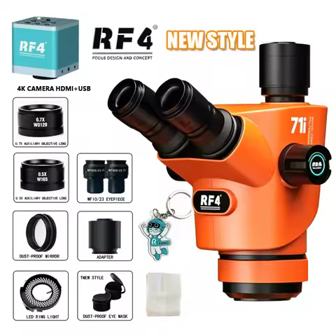 RF4 71i 6.5-65X Ultra HD Trinocular Microscope with 4K Camera for Mobile Phones PCB Welding Microsco