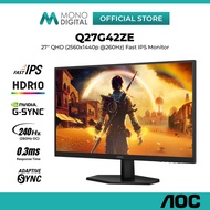 AOC 27" Q27G42ZE QHD (2560x1440 @260Hz) LED FLAT FAST IPS GAMING MONITOR (0.3MS, INPUT: HDMI+DP PORT