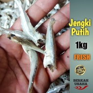 IKAN ASIN TERI JENGKI PUTIH FRESH 1kg KERING TANPA KEPALA Murah Grosir / Teri Medan super / baby cum