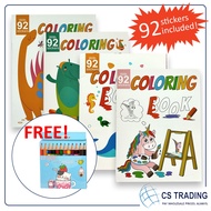 [FREE Color Pencil] Colouring Book + 92 Sticker Kids Coloring Book Buku Mewarna Stationery Alat Tuli