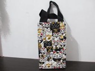 ~琴姐ㄉ店~C224M1691~日式大招財貓拼布水壺袋,水壺提袋,小型提袋。便當袋。環保袋。飲料手提袋~