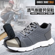 【READY STOCK】safety shoes waterproof steel toe cap sneakers hiking shoes construction work shoes safety boots spot