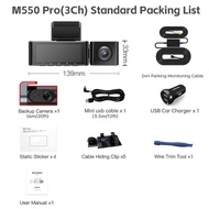 [WVFF] AZDOME M550 Pro Car DVR 4K Three Cameras Dash Cam 5G WiFi GPS Front Inner Rear Lens Video 3 C