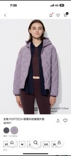 Uniqlo. 女裝pufftech輕暖科技連帽外套 全新附吊牌。469871 紫色。M