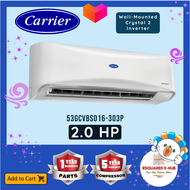 Carrier Crystal 2 Inverter Split Type Wall Mounted Air Conditioner Eco Mode Unique Magic Coil Self-Cleaning Advance Nano Filtration System Aircon (42GCVBS010303P/38GCVBS010303P) - 2.0 HP