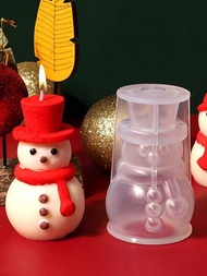 1入組矽膠紳士围巾雪人模型，適用於DIY蠟燭模具