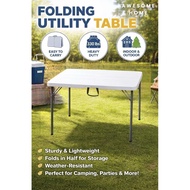 Square Folding Table Size 86 x 86 x 74 cm White Foldable In Half With Handle Easy To Carry Worship