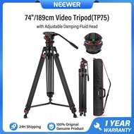 NEEWER 74"/189ซม. Video Tripod ขาตั้งกล้องวิดีโอ พร้อมหัวฟลูอิด QR Plate สำหรับ DJI RS Gimbals Manfr