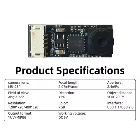 ESP32-S3 Development Board Mini USB Type-C Camera Module – 720P 1280*720 1MP 65 Degrees FOV M5-CSP S