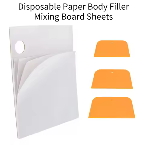 4/5/6 Inch Plastic Body Filler Spatulas with Mixed Putty Papers for Auto Body Fillers Glaze & Putty 