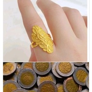 Levis Gold Flower Carved Coin Ring, 24k, 100% Guaranteed