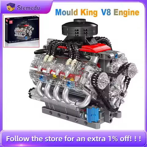 Mould King V8 Engine 10171 LSX454 Motorized Simulation Model Electrically Drive Building Blocks Tech