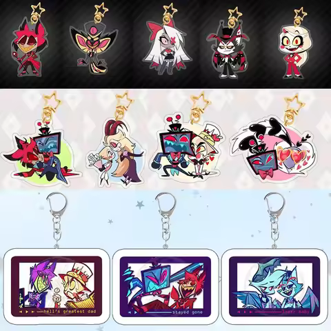 For Vox Valentino Alastor Vaggie Charlie Anime Peripherals Acrylic Keychain Custom Cartoons Backpack