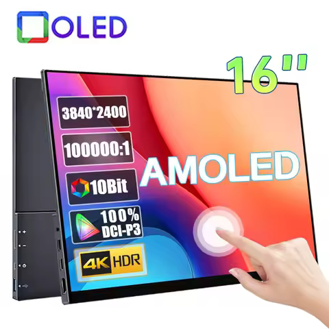 16 Inch 4K AMOLED Touch Screen Portable Monitor 3840*2400P 100%DCI-P3 500Nit 10Bit 100000:1 Display 