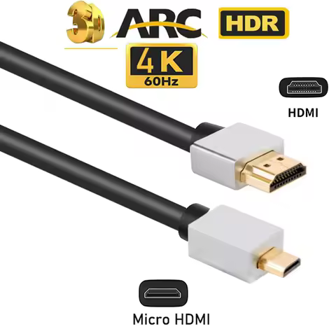 Micro HDMI Cable 2.0 4K 60Hz Cable HDMI to Micro HDMI for Raspberry Pi 4 GoPro Hero 7 Black Hero 5 4