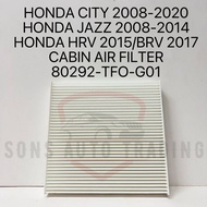 HONDA CITY 2008-2020 / JAZZ 2008-2014 / HRV 2015 / BRV 2017 CABIN AIR FILTER -80292-TF0-G01